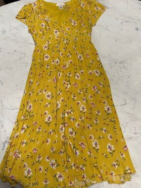 Yellow Floral Midi Dress